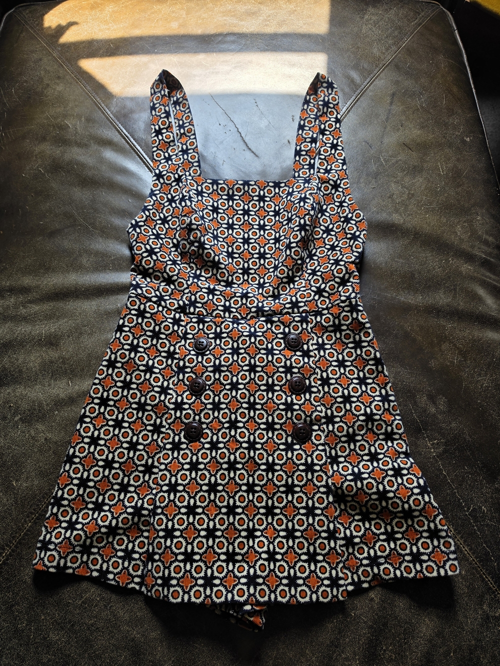 BDG Urban Outfitters Retro Corduroy Geometric Skort Romper NWOT XS
